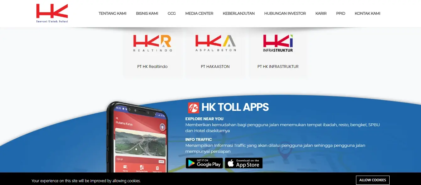 contoh desain website kontraktor hutama karya