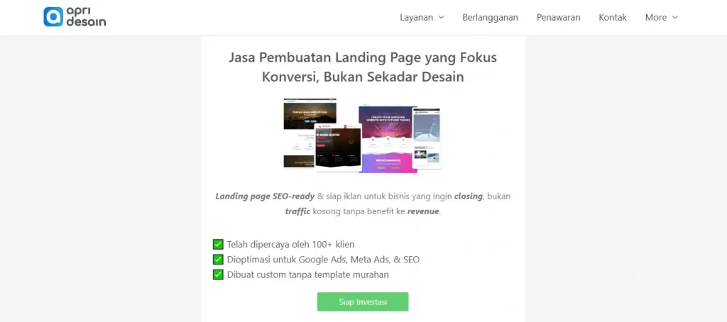 contoh landing page apridesain