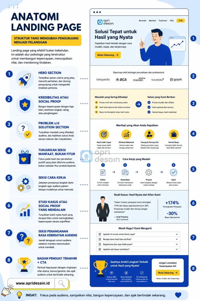 desain infografik anatomi struktur landing page oleh apridesain