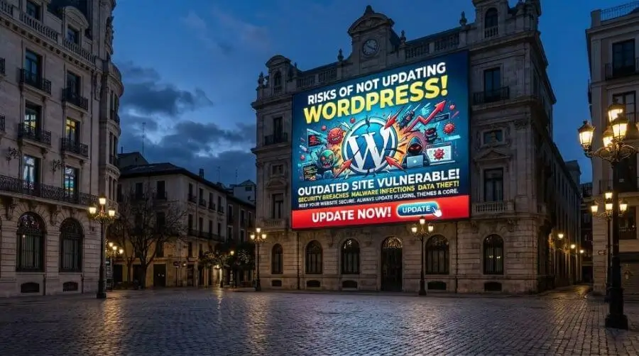 ilustrasi bahaya tidak memperbarui website wordpress pada billboard