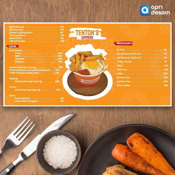 jasa desain menu restoran tenton