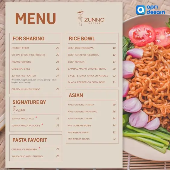 jasa desain buku menu zunno coffee