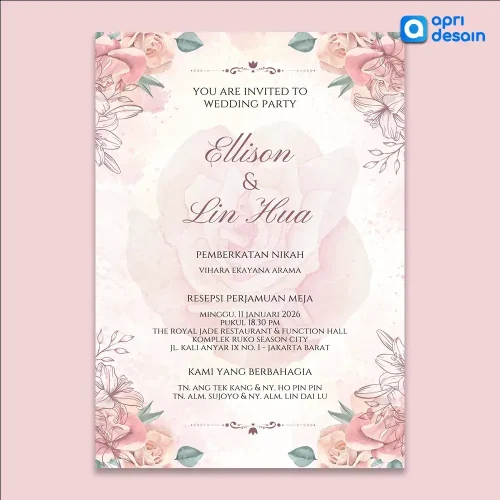 jasa desain undangan pernikahan digital modern floral oleh apridesain
